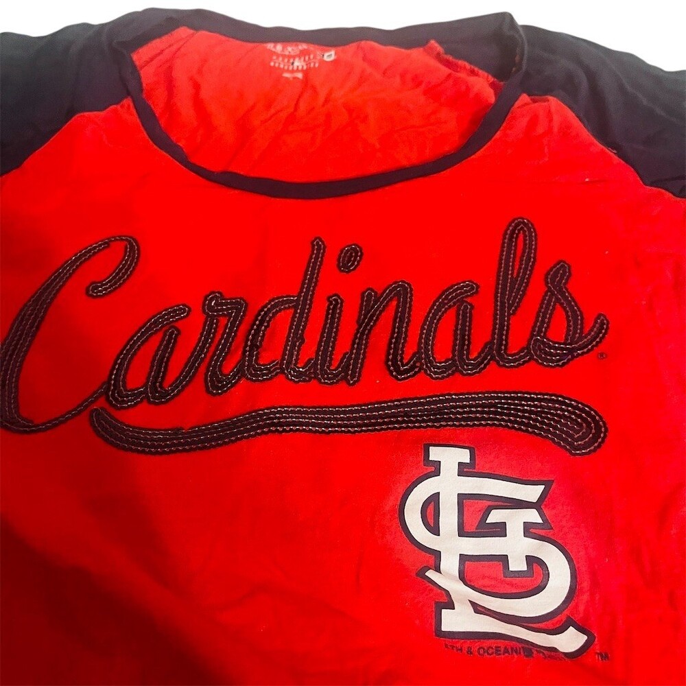 St. Louis Cardinals MLB Womens Raglan Long Sleeve Shirt Red/Blue Size L